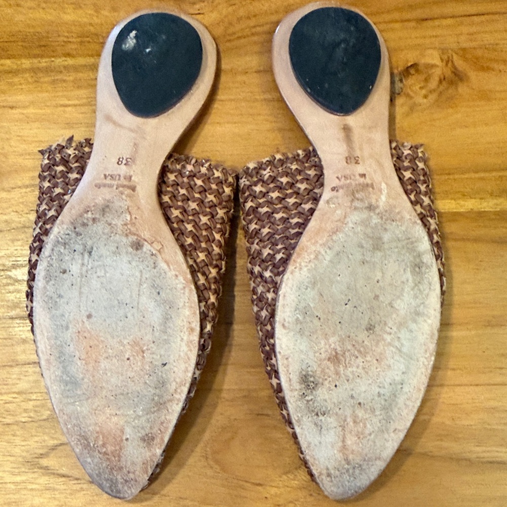 CYDWOQ Woven Pointed-Toe Mules in Brown - Picture 7 of 9